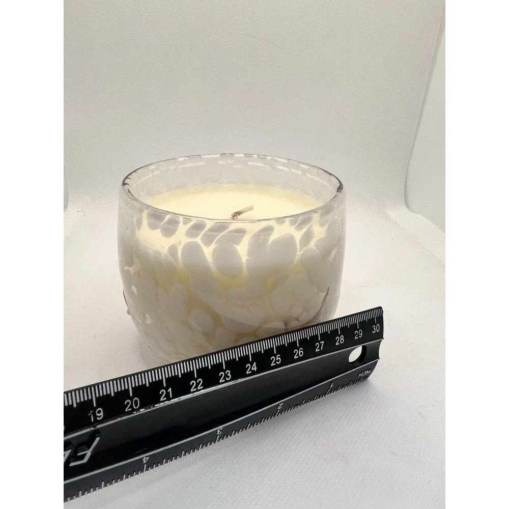 Anthropologie Icon Glass Candle white santa hat caramel spice wonderland winter